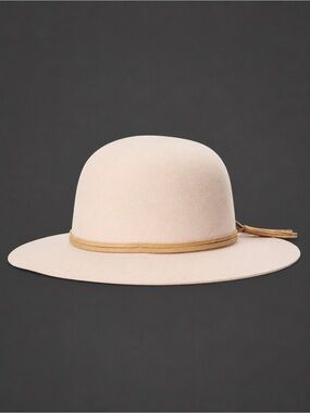 Brixton Blush/Cream Wide-Brim Hat with Tan Band, size XS